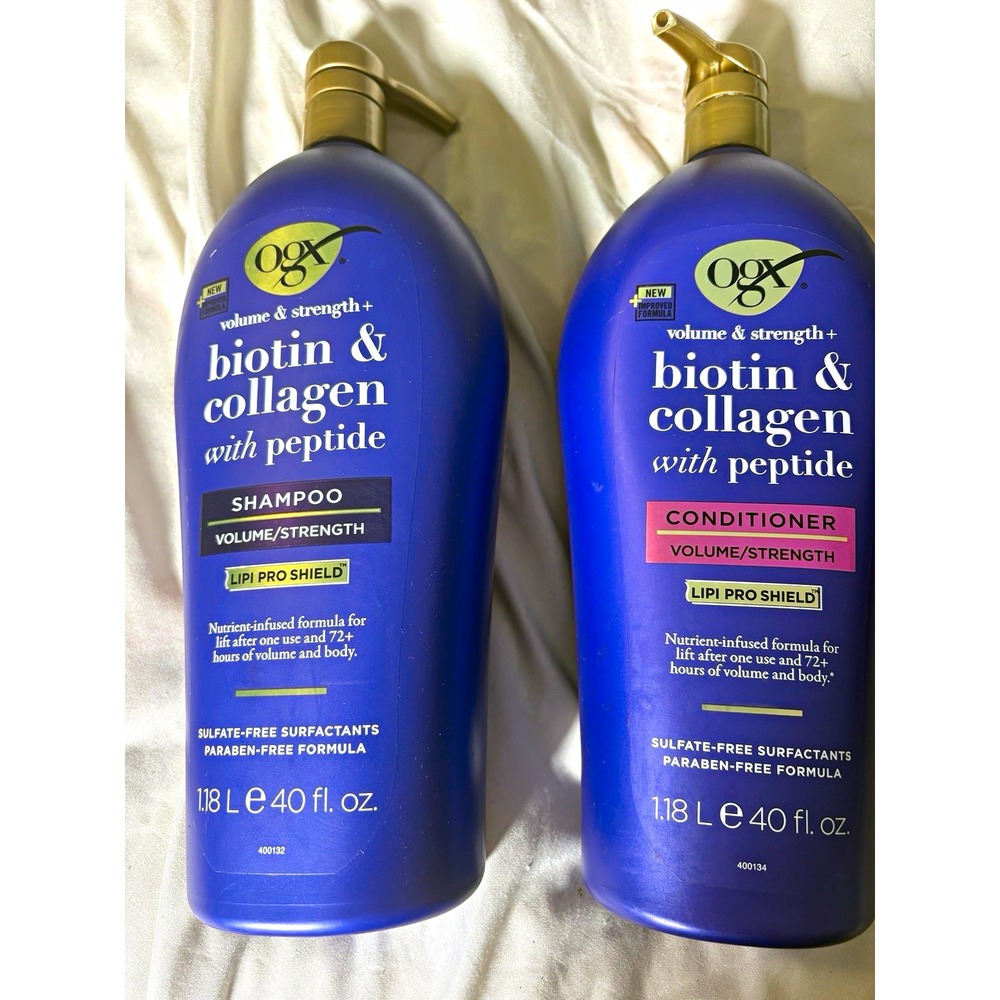 OGX Volume & Strength + Biotin & Collagen Shampoo & Conditioner Set 40fl oz Each